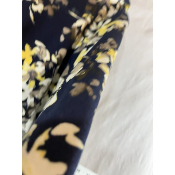 Karen Scott Women’s 3X Navy Yellow Floral  3/4 Sleeve Cotton Top - Picture 5 of 8